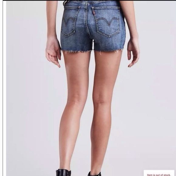 Levi’s 28 6/7) Mile High Denim Women’s Jeans Shorts High Rise Raw Hems Stretch - Picture 2 of 11